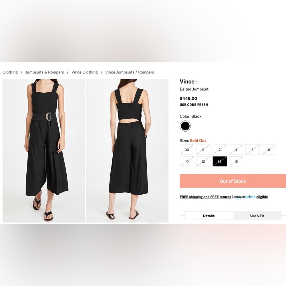 Vince jumpsuit with tortoise shell belt